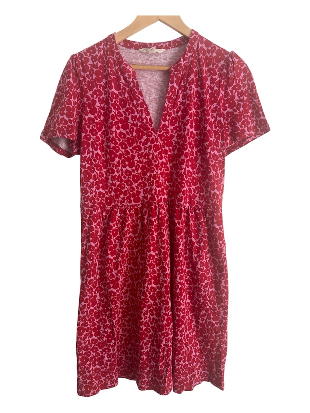 Boden Red & Pink Floral Jersey Dress - Size 12R (US)